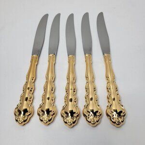 Oneida Community Gold Beethoven Golden Electroplate Flatware Set of 5 Knives
